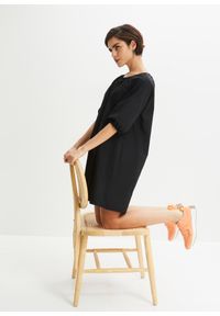 bonprix - Sukienka ze sznurowaniem, krótki rękaw. Kolor: czarny. Długość rękawa: krótki rękaw. Sezon: lato #1