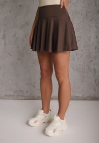 Renee - Brązowe Spódnico-Szorty High Waist Lumivine. Okazja: na co dzień. Stan: podwyższony. Kolor: brązowy. Styl: elegancki, casual #2