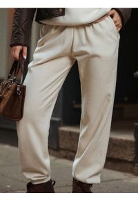 Sinsay - Spodnie dresowe jogger - kremowy. Kolor: kremowy. Materiał: dresówka