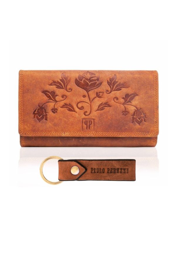 Zestaw prezentowy ZUP-95 skórzany PAOLO PERUZZI pomarańczowy. Kolor: pomarańczowy. Materiał: skóra