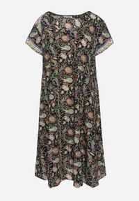 Born2be - Czarno-Zielona Wiskozowa Sukienka Rozkloszowana we Wzór Paisley Mastis. Kolor: czarny. Materiał: wiskoza. Wzór: paisley #5