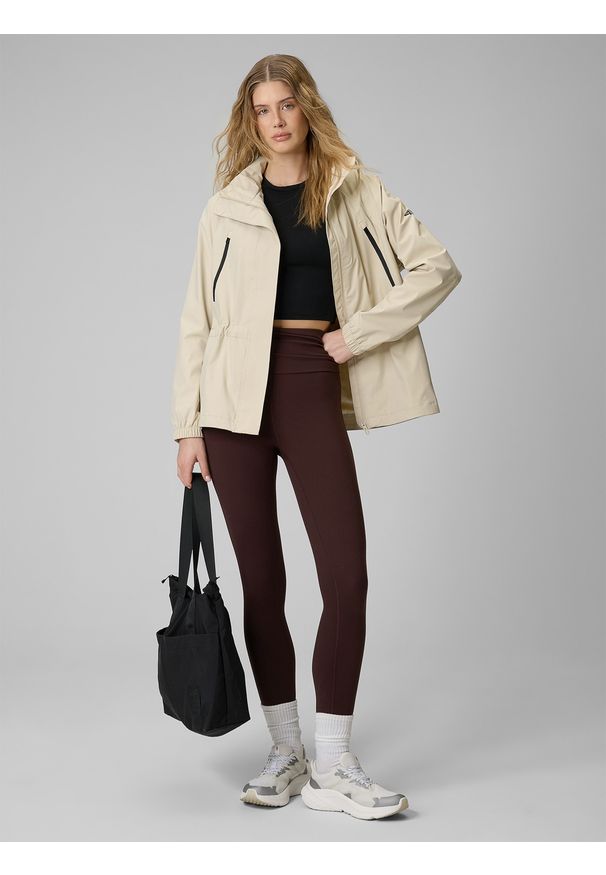 4f - 4F Parka przejściowa membrana 5000 damska - beżowa XXL. Okazja: na co dzień. Kolor: beżowy. Materiał: skóra, materiał. Styl: casual