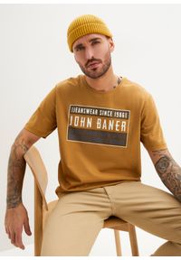 bonprix - T-shirt, Loose Fit. Kolor: brązowy. Materiał: materiał