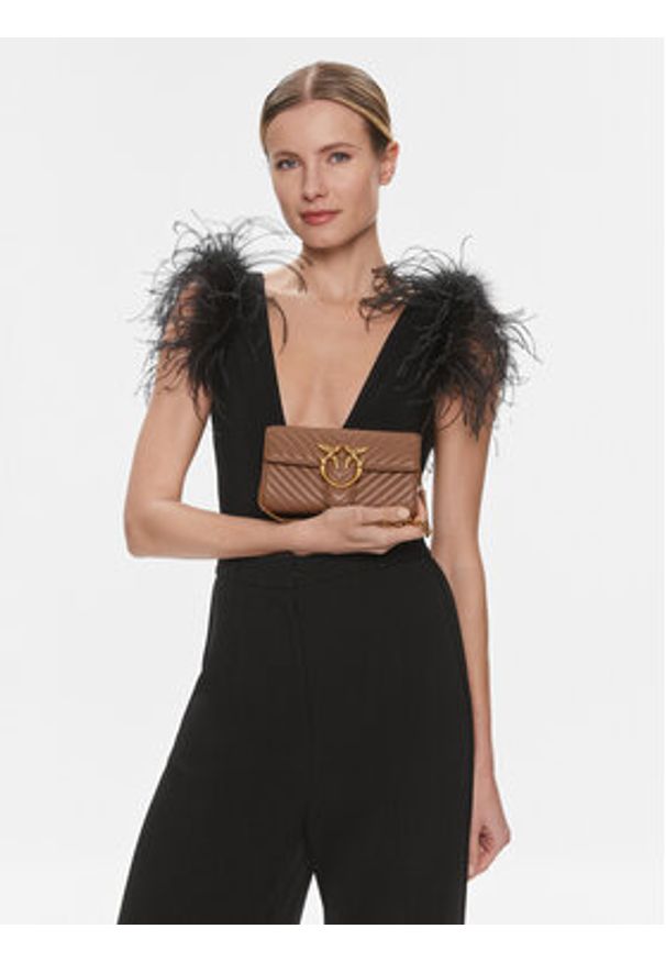 Pinko Torebka Love One Wallet C PW 24 PLTT 100062 A0GK Brązowy. Kolor: brązowy. Materiał: skórzane
