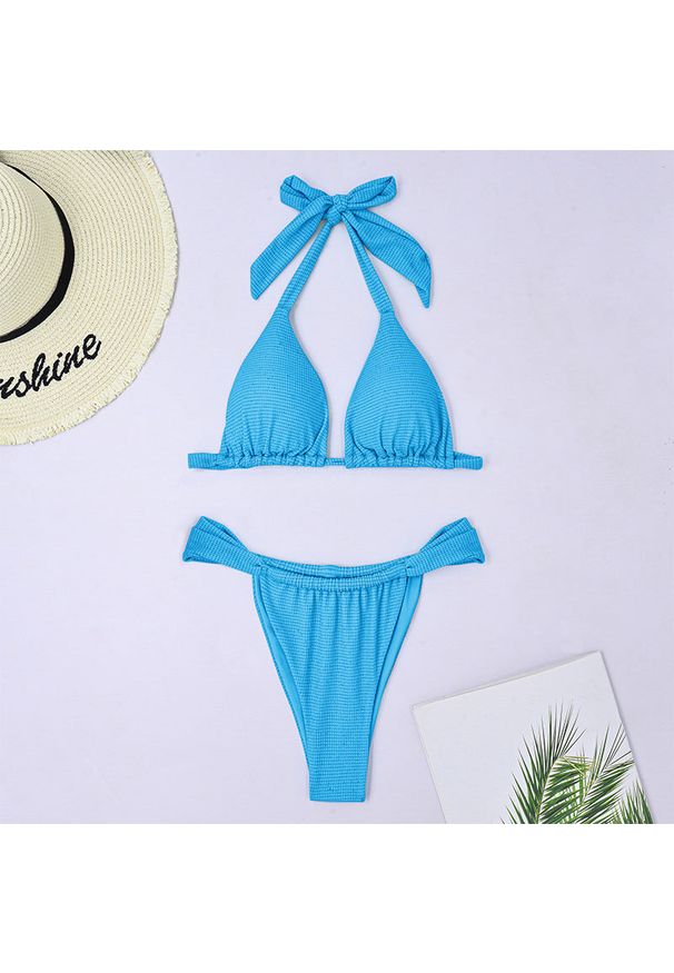 Intica - Bikini wiązane z regulowanymi ramiączkami na plażę i basen Deena. Kolor: niebieski. Materiał: materiał