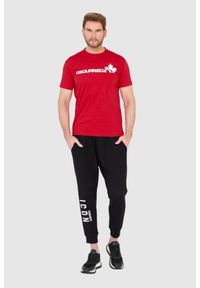 DSQUARED2 Czerwony męski bawełniany t-shirt z dużym logo, Rozmiar S. Kolor: czerwony. Materiał: bawełna #5