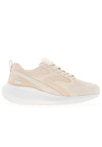 Buty damskie Lacoste L003 EVO 748SFA0077-LT3 - beżowe. Kolor: beżowy. Materiał: guma, poliester, syntetyk, nylon, zamsz, materiał, skóra, tkanina. Szerokość cholewki: normalna