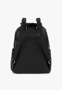 Born2be - Czarny Dwukomorowy Plecak o Trapezowym Kształcie z Rączką Reilitte. Kolor: czarny. Materiał: jeans. Styl: elegancki