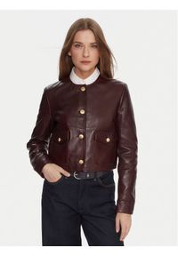 TOMMY HILFIGER - Tommy Hilfiger Kurtka skórzana WW0WW46861 Bordowy Regular Fit. Kolor: czerwony. Materiał: skóra #1