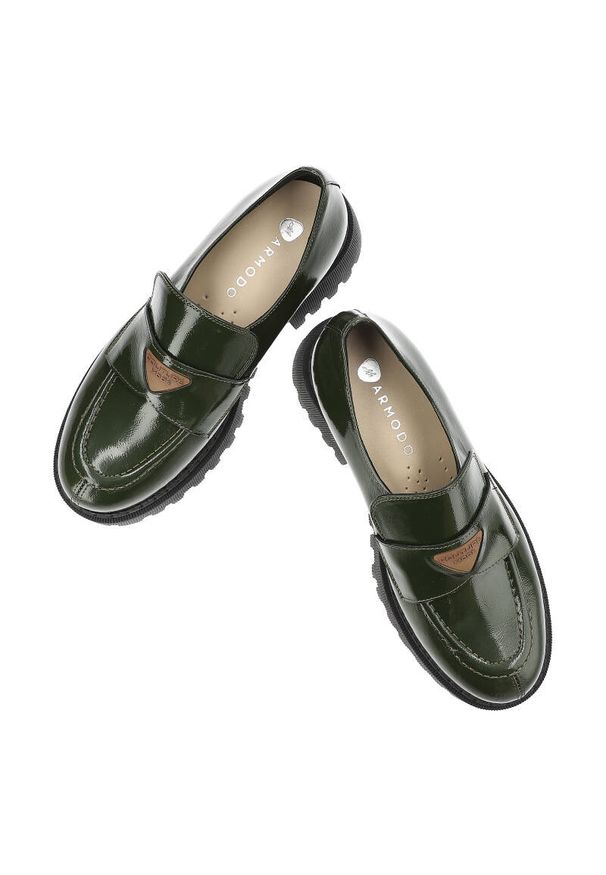 Zielone Półbuty Armodo Stylowe Obuwie Damskie. Kolor: zielony. Materiał: skóra. Szerokość cholewki: normalna. Sezon: jesień. Styl: elegancki