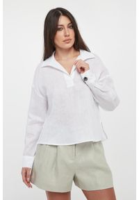 Armani Exchange - Bluzka damska lniana ARMANI EXCHANGE. Materiał: len #1