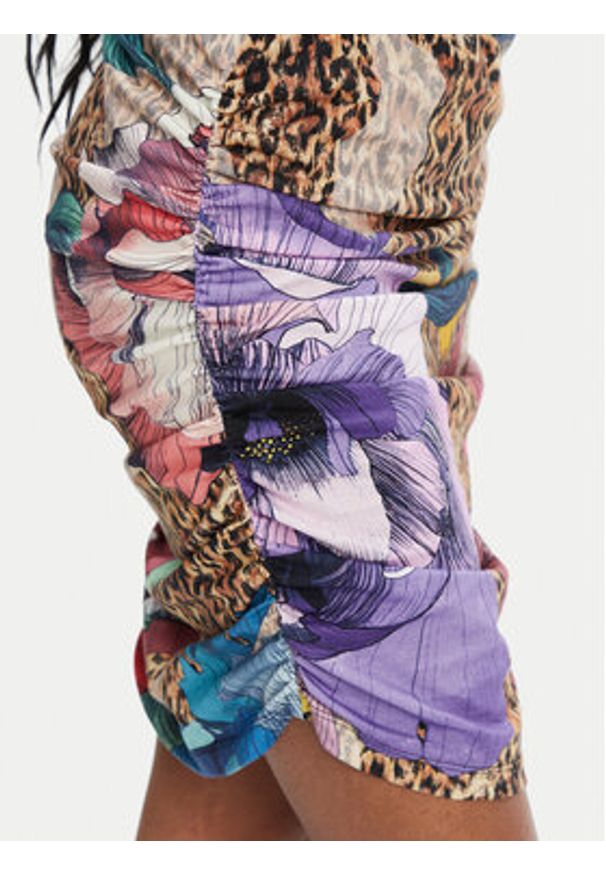 Just Cavalli Sukienka koktajlowa 78PAOE01 Kolorowy Slim Fit. Materiał: bawełna. Wzór: kolorowy. Styl: wizytowy