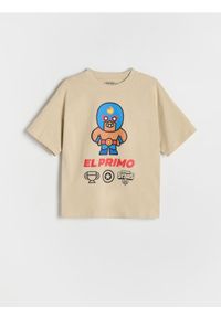 Reserved - T-shirt Brawl Stars - beżowy. Kolor: beżowy. Materiał: bawełna, dzianina