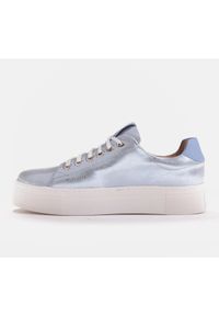 Marco Shoes Damskie sneakersy z naturalnej skóry na grubej podeszwie niebieskie. Kolor: niebieski. Materiał: skóra