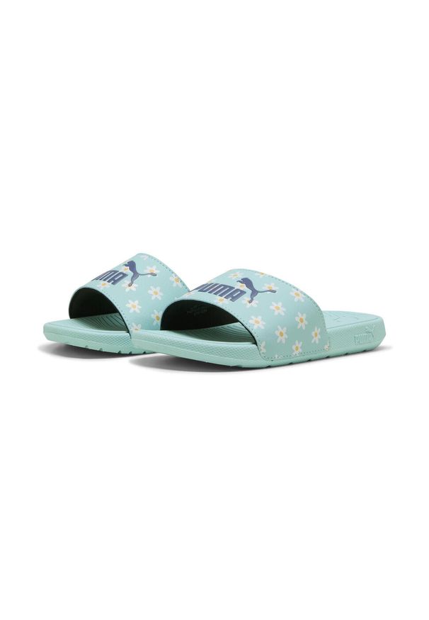 Puma - Dziecięce klapki Cool Cat 2.0 Daisies PUMA. Kolor: pomarańczowy, biały, wielokolorowy, niebieski. Wzór: nadruk