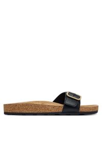 TOMMY HILFIGER - Tommy Hilfiger Klapki Cork Footbed Slip-On Sandals FW0FW09344 Czarny. Kolor: czarny. Materiał: skóra #1