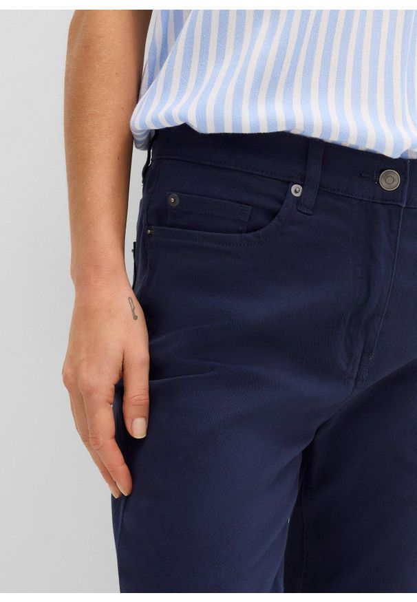 bonprix - Spodnie 7/8, high waist. Stan: podwyższony. Kolor: niebieski