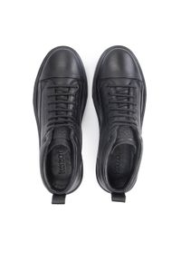 Kazar - Skórzane sneakersy męskie w modnym wydaniu. Okazja: na co dzień. Kolor: czarny. Materiał: skóra. Szerokość cholewki: normalna. Wzór: gładki, aplikacja #3