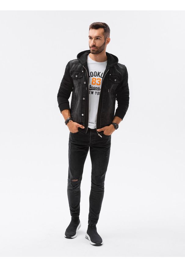 Czarna kurtka Ombre Clothing z kapturem, klasyczna
