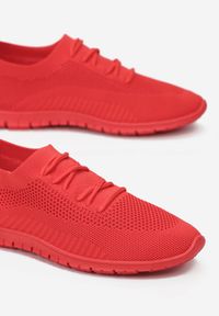 Born2be - Czerwone Buty Sportowe Castanthei. Zapięcie: bez zapięcia. Kolor: czerwony. Materiał: materiał. Szerokość cholewki: normalna. Wzór: aplikacja #5
