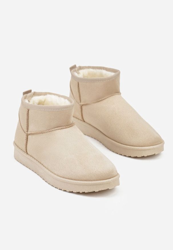 Born2be - Beżowe Krótkie Śniegowce Zozaline. Okazja: na co dzień. Kolor: beżowy. Materiał: jeans. Styl: casual, klasyczny, elegancki