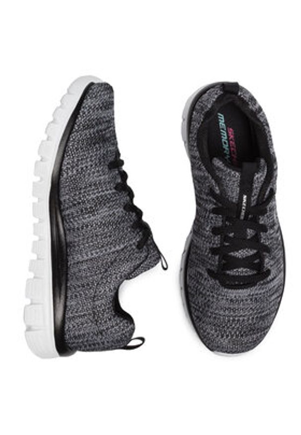 skechers - Skechers Sneakersy Twisted Fortune 12614/BKW Szary. Kolor: szary. Materiał: materiał