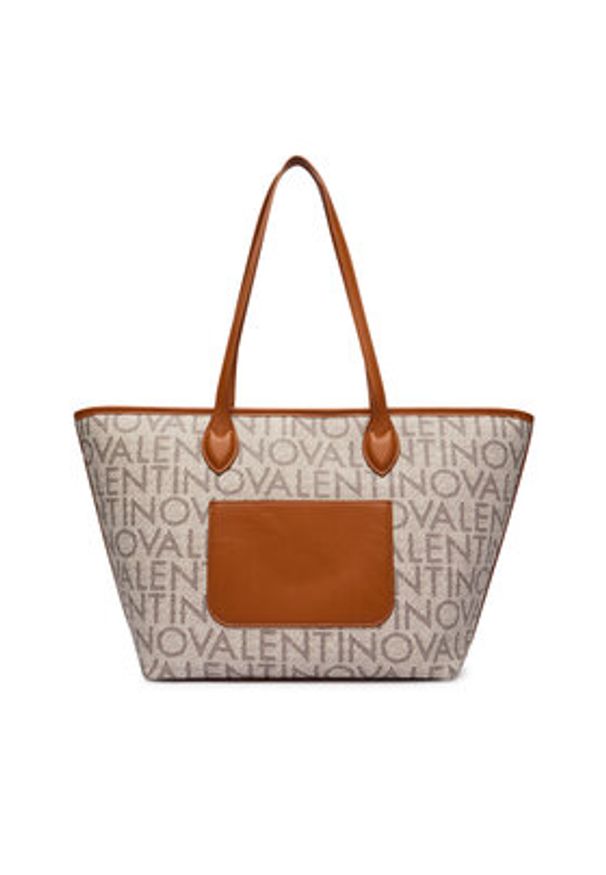 VALENTINO - Valentino Torebka Logo VBSA1F02 Beżowy. Kolor: beżowy. Materiał: skórzane