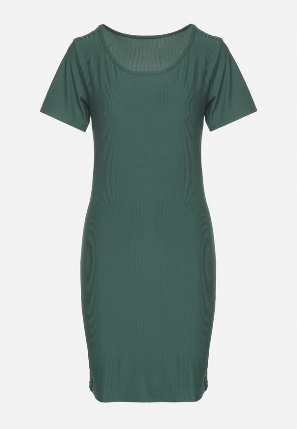 Born2be - Zielona Casualowa Sukienka z Bawełną Lumelisse. Okazja: na co dzień. Kolor: zielony. Materiał: bawełna. Typ sukienki: proste. Styl: casual