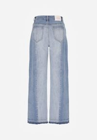 Born2be - Niebieskie Dwukolorowe Jeansy o Szerokim Kroju z Wysokim Stanem Seronore. Okazja: na co dzień, do pracy, na spotkanie biznesowe. Stan: podwyższony. Kolor: niebieski. Styl: biznesowy, klasyczny, casual, elegancki #7