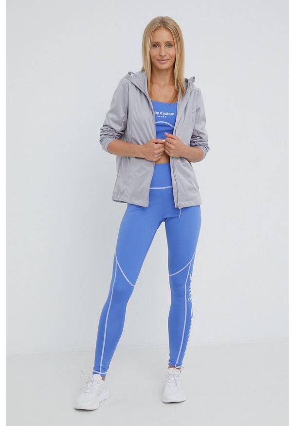 Juicy Couture legginsy damskie kolor fioletowy z nadrukiem. Stan: podwyższony. Kolor: fioletowy. Materiał: skóra, dzianina. Wzór: nadruk