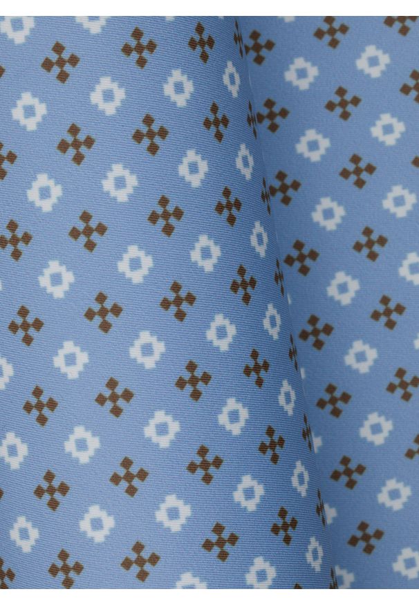 Pako Lorente - PAKO LORENTE – Niebieska poszetka w brązowo-biały wzór. Kolor: wielokolorowy, niebieski, brązowy, biały. Materiał: poliester. Wzór: geometria