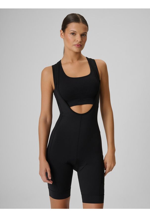 4f - 4F Spodenki kolarskie z żelową wkładką damskie - czarne XL. Kolor: czarny. Materiał: materiał. Długość: krótkie. Sport: kolarstwo