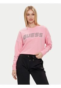 Guess Bluza Skylar V4GQ07 K8802 Różowy Relaxed Fit. Kolor: różowy. Materiał: bawełna, syntetyk