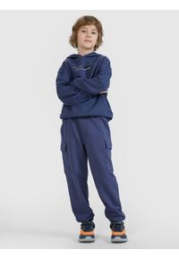 4f - 4F Spodnie dresowe joggery chłopięce - szare 146 (10-11 lat). Okazja: na co dzień. Kolor: szary. Materiał: dresówka. Wzór: gładki, ze splotem. Sezon: lato. Styl: sportowy, casual