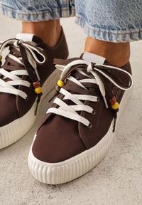 Born2be - Brązowe Trampki Pod Kostkę na Grubej Podeszwie z Podwójnym Sznurowaniem Callixera. Nosek buta: okrągły. Zapięcie: sznurówki. Kolor: brązowy. Materiał: materiał. Obcas: na obcasie. Styl: klasyczny. Wysokość obcasa: niski #3