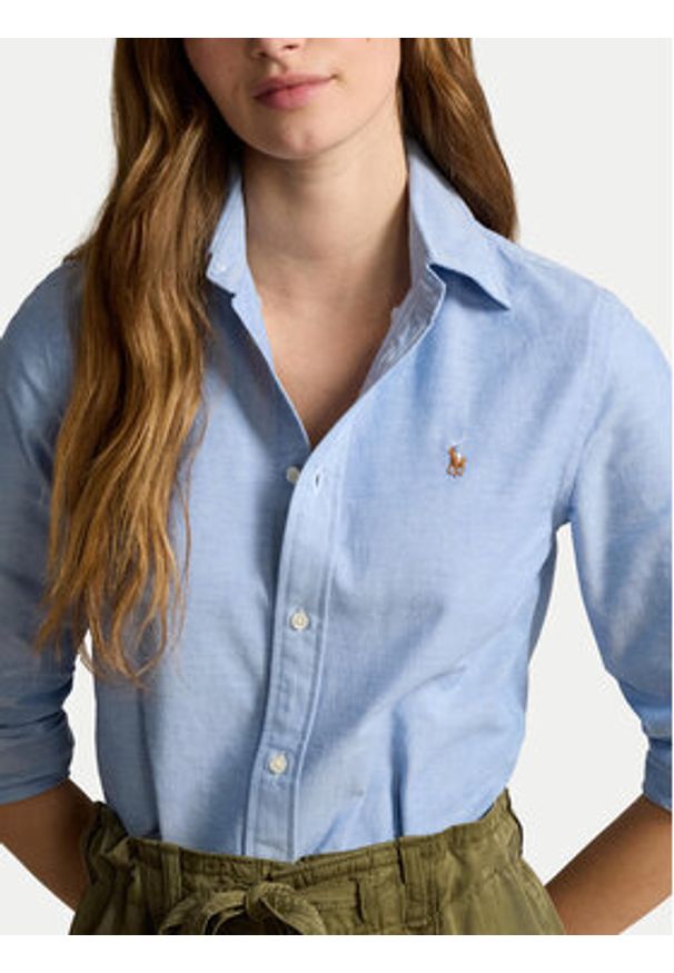 Polo Ralph Lauren Koszula 211941520001 Niebieski Slim Fit. Typ kołnierza: polo. Kolor: niebieski. Materiał: bawełna