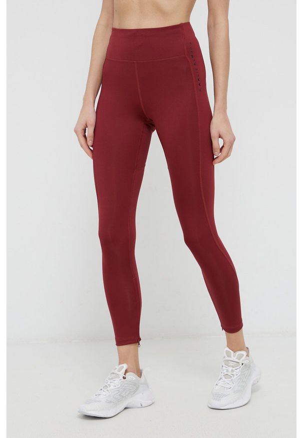 adidas Performance Legginsy x Karlie Kloss damskie kolor bordowy z nadrukiem. Okazja: na plażę. Kolor: czerwony. Materiał: dzianina, materiał. Wzór: nadruk
