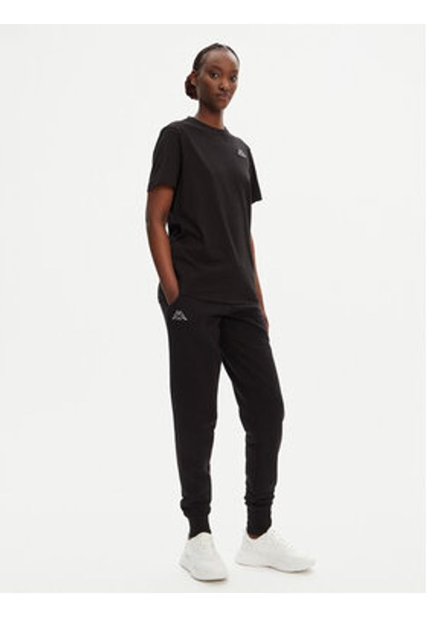 Kappa Spodnie dresowe 303MKI0 Czarny Regular Fit. Kolor: czarny. Materiał: bawełna