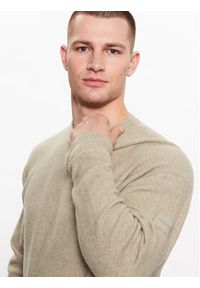 Calvin Klein Sweter K10K110401 Beżowy Regular Fit. Kolor: beżowy. Materiał: syntetyk #2