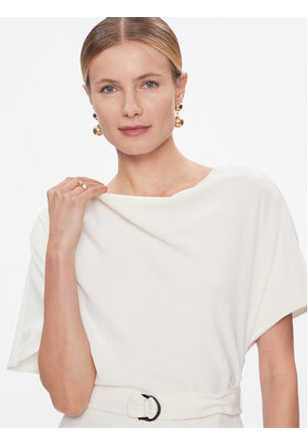 DKNY Sukienka codzienna DD3J233A Écru Regular Fit. Okazja: na co dzień. Materiał: syntetyk. Typ sukienki: proste. Styl: casual