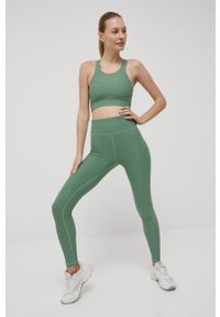 Only Play legginsy treningowe damskie kolor zielony gładkie. Stan: podwyższony. Kolor: zielony. Materiał: skóra, materiał. Wzór: gładki