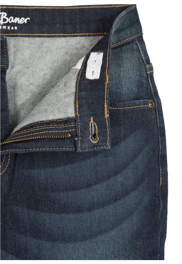bonprix - Termiczne dżinsy chłopięce na podszewce z polaru, z prostymi nogawkami, slim fit. Kolor: niebieski