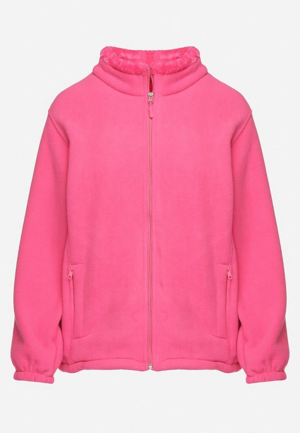 Born2be - Fuksjowy Klasyczny Polar ze Ściągaczami przy Rękawach Paradi. Okazja: do pracy, na co dzień. Kolor: różowy. Materiał: polar. Długość rękawa: długi rękaw. Długość: długie. Styl: klasyczny