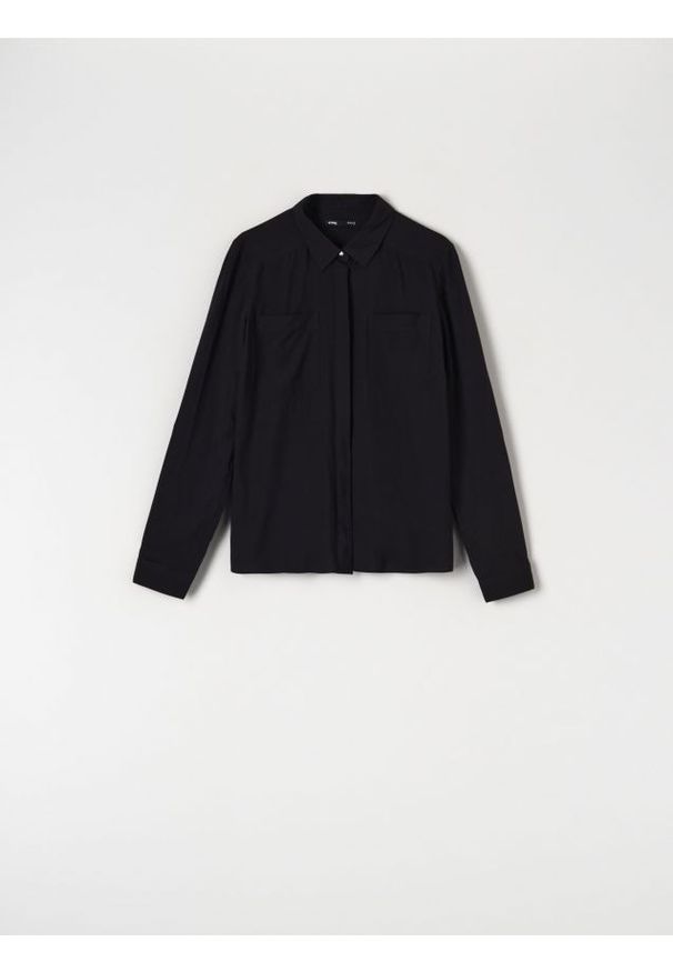 Sinsay - Koszula z wiskozy - czarny. Kolor: czarny. Materiał: wiskoza. Styl: elegancki