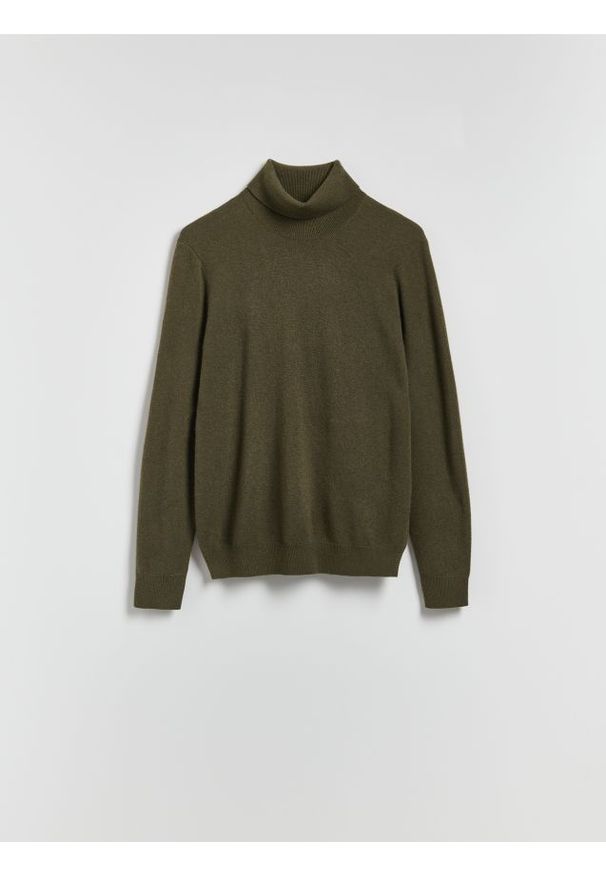 Reserved - Golf z kaszmirem - zielony. Typ kołnierza: golf. Kolor: zielony. Materiał: kaszmir