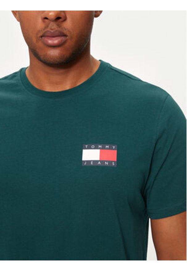 Tommy Jeans T-Shirt Essential DM0DM20740 Zielony Slim Fit. Kolor: zielony. Materiał: bawełna
