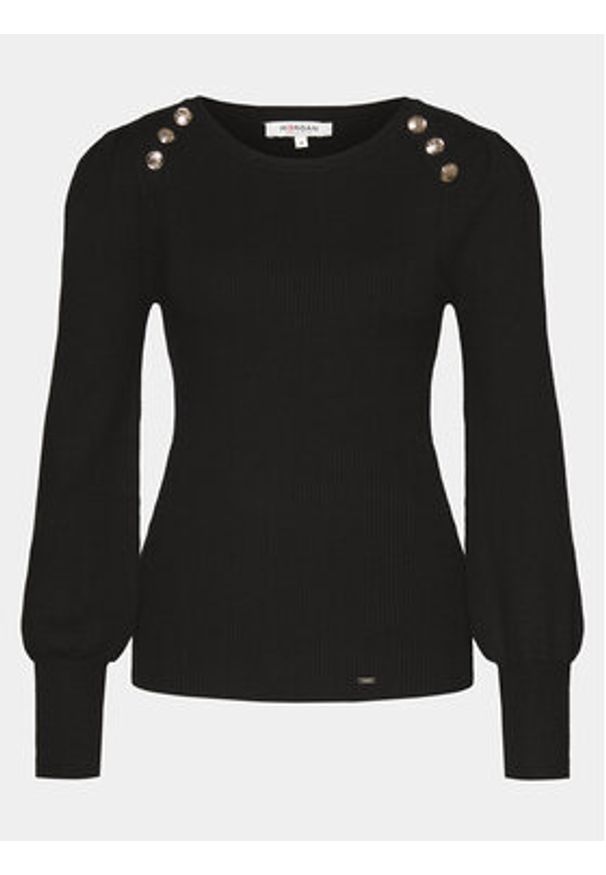 Morgan Sweter 241-MSUCCES Czarny Slim Fit. Kolor: czarny. Materiał: wiskoza, syntetyk