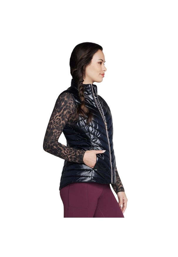 skechers - Kamizelka turystyczna damska GO Shield Shine Vest. Kolor: czarny. Materiał: poliester