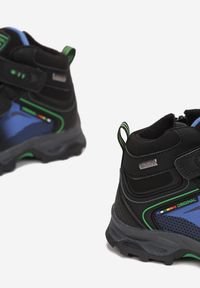 Born2be - Czarno-Niebieskie Botki Sportowe na Rzep Leallee. Wysokość cholewki: za kostkę. Zapięcie: rzepy. Kolor: czarny. Materiał: materiał. Szerokość cholewki: normalna. Wzór: aplikacja. Styl: sportowy #3