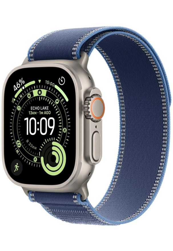 APPLE - Smartwatch Apple Watch Ultra 3 GPS + Cellular 49mm Natural Titanium / Trail Loop S/M Niebieski (MEWR4QI/A). Rodzaj zegarka: smartwatch. Kolor: niebieski